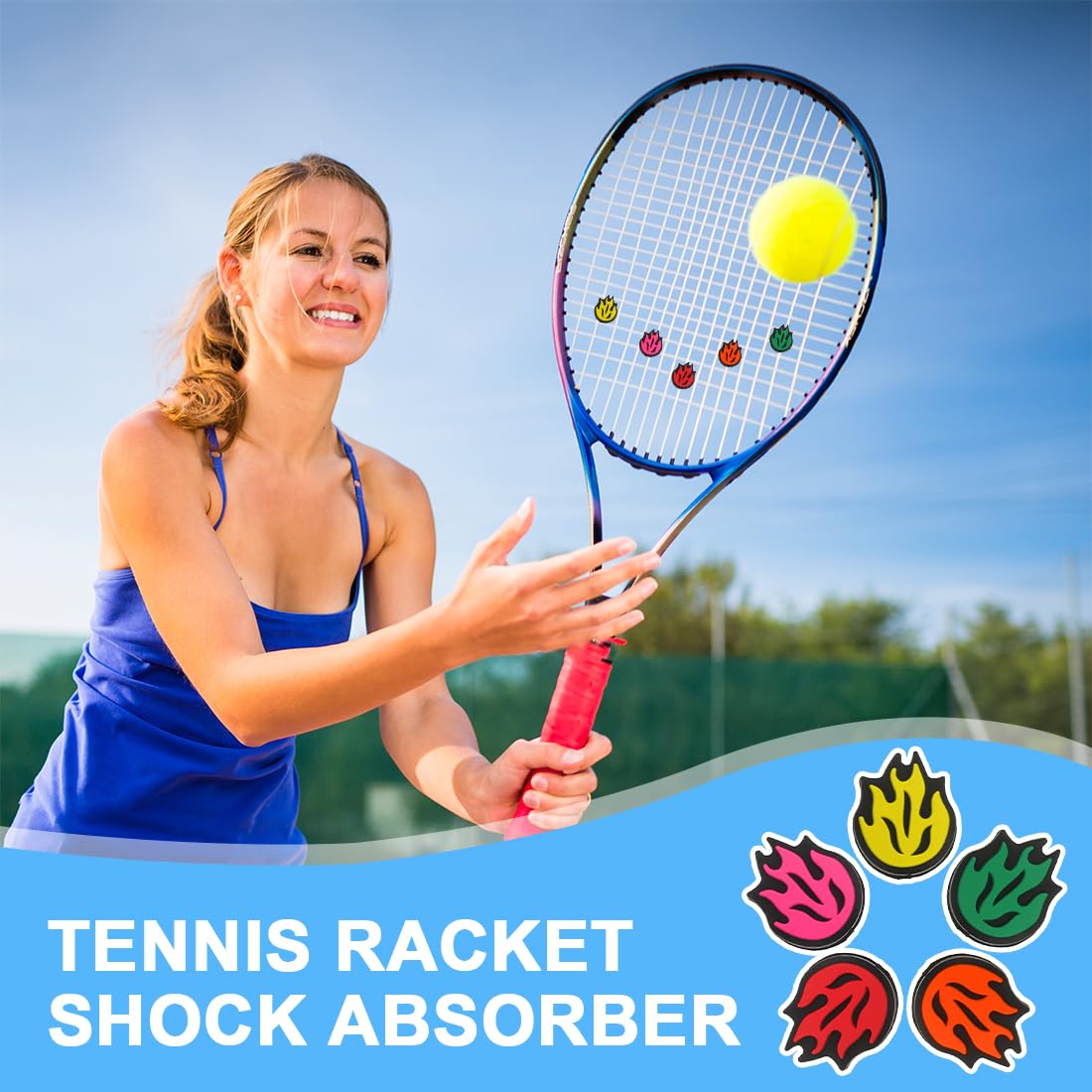 Smorzatore per racchetta da tennis con motivo a fiamma, unisex adulti, cinque colori