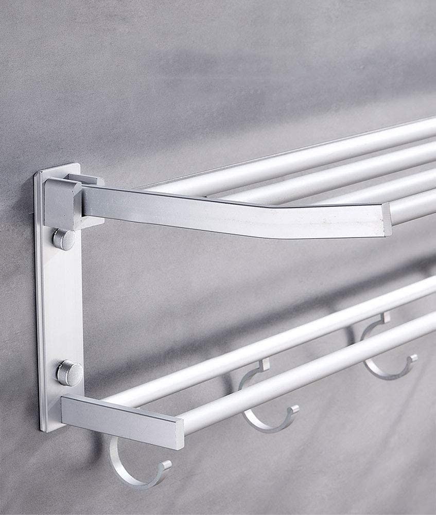 Porta Asciugamani Portasciugamani Porta Asciugamani In Alluminio Con Spazio Per Punzonatura Libera Doppio Pieghevole Ripiano A Gancio Rimovibile Accessori Per Il Bagno(50cm)