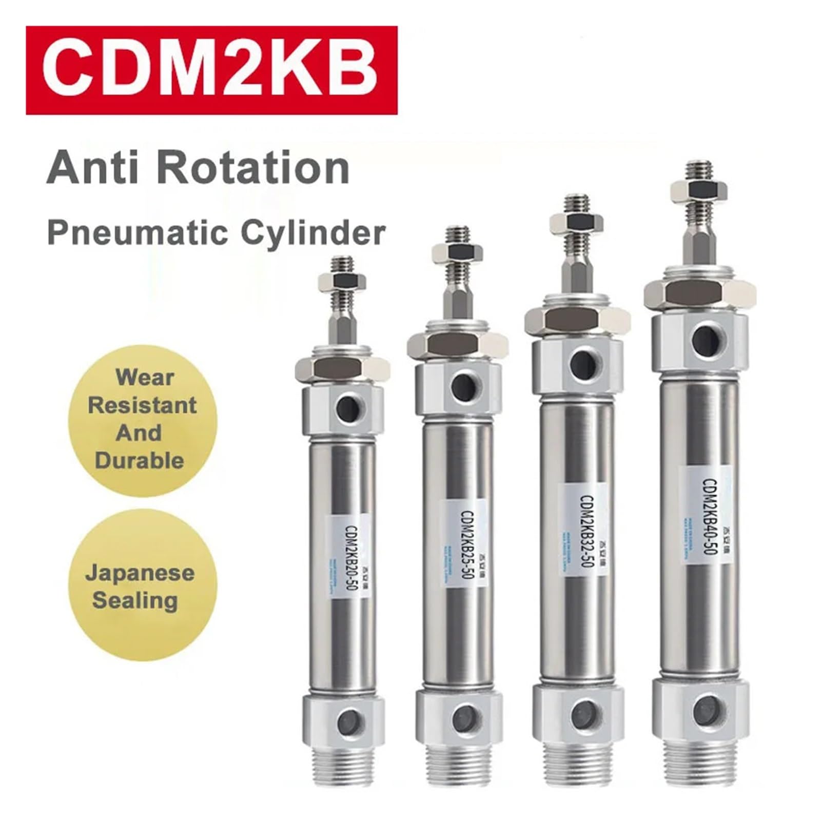 Mini Cilindro Pneumatico Esagonale Antirotazione CDM2KB Acciaio Inossidabile