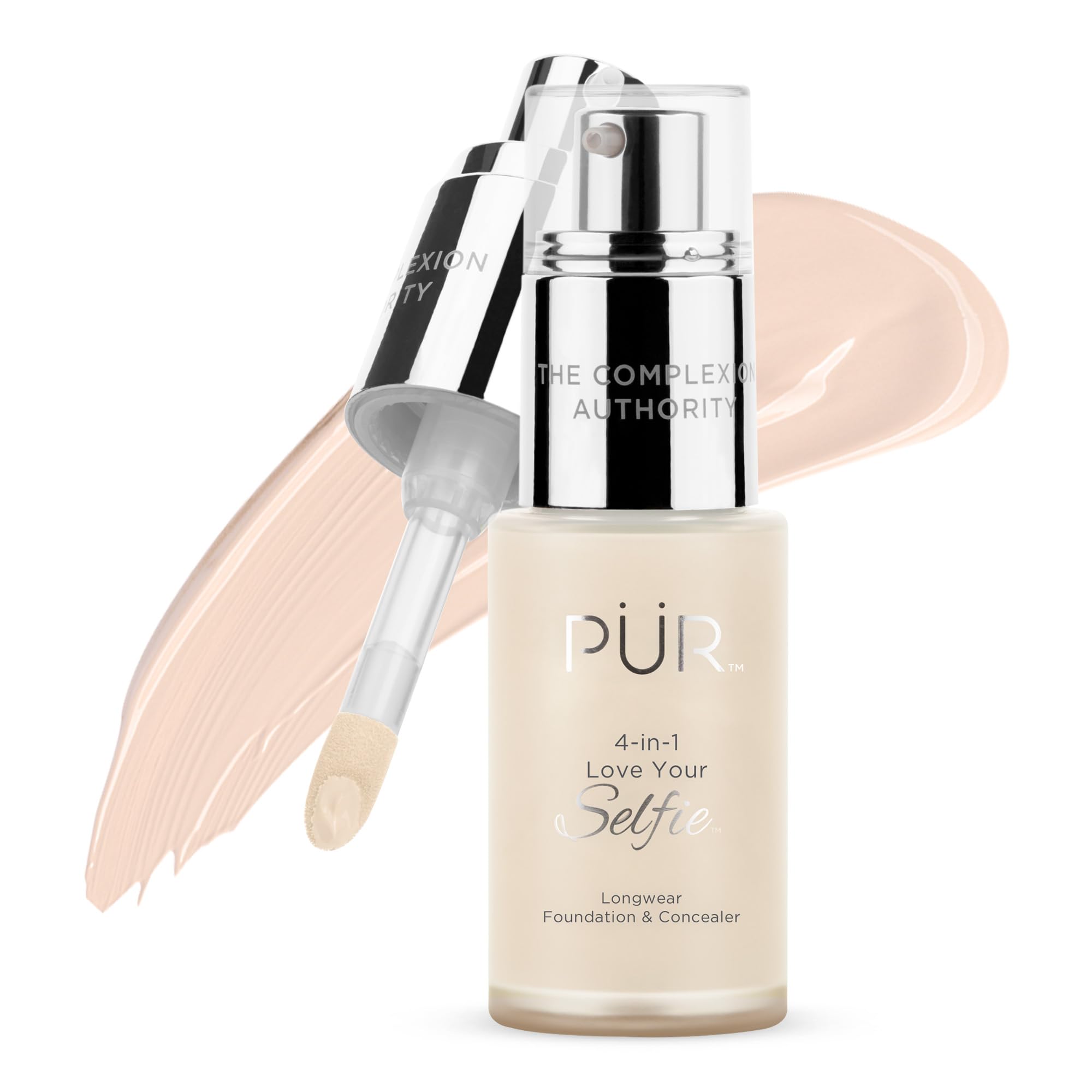PÜR MINERALS 4-in-1 Love Your Selfie Longwear Foundation & Concealer Full Coverage Liquid Foundation, Hydrating Formula, Cruelty Free