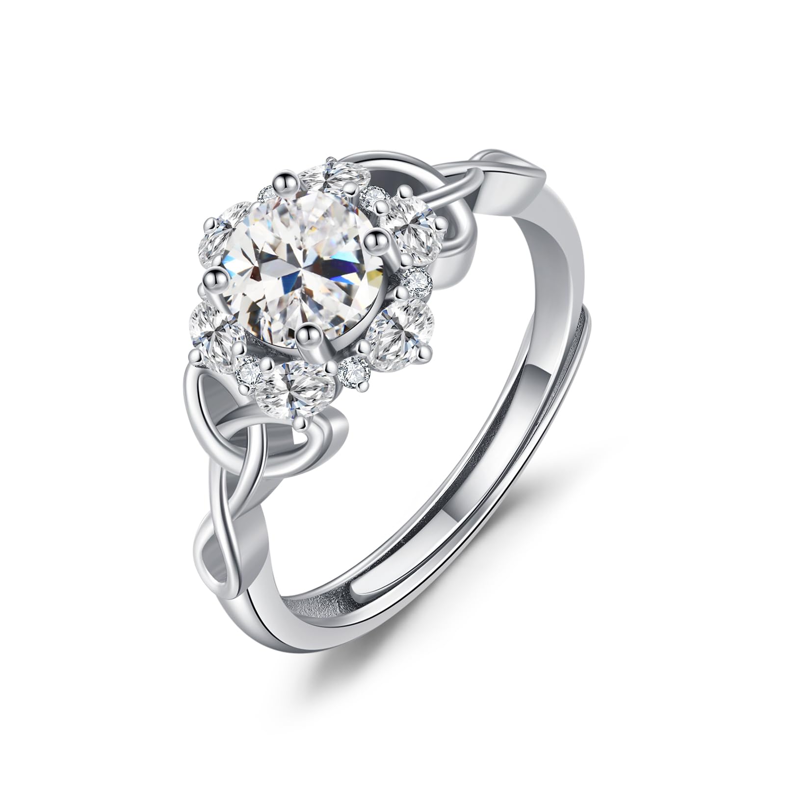 OHAYOO Anello Celtico In Argento 925 Donna Con Pietra Portafortuna - Regolabile Vintage - Gioiello Per Mamma