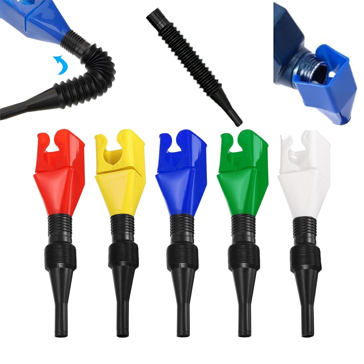 Flexible Wide-Mouth Funnel with Built-in Filter - Snap Funnel for Automotive Use - Retractable Auto Fuel Funnel with Universal Plastic Clasp -Universal Household Folding Buckle