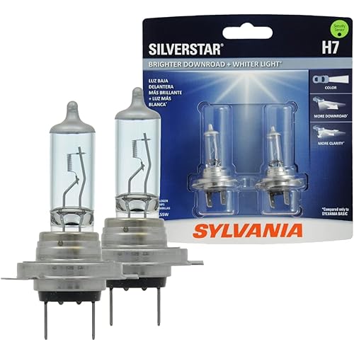 SYLVANIA - H7 SilverStar - High Performance Halogen Headlight Bulb, High Beam, Low Beam and Fog Replacement Bulb, Brighter Downroad with Whiter Light (Contains 2 Bulbs)