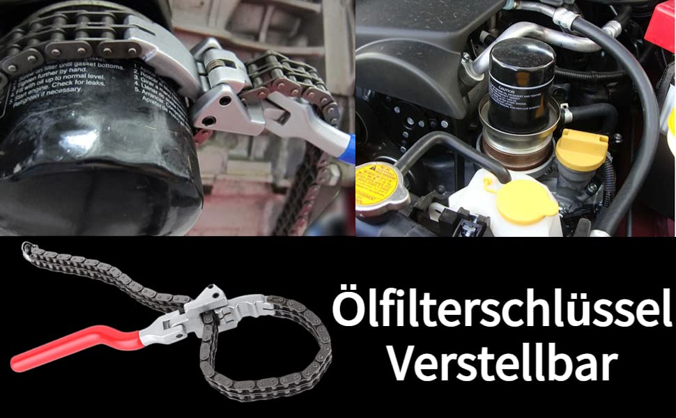 Chiave Per Filtro Olio A Catena - Rimozione E Installazione Filtri 60-160 Mm - Manico Lungo 13,8 Pollici - Strumento Meccanico - Foto 6