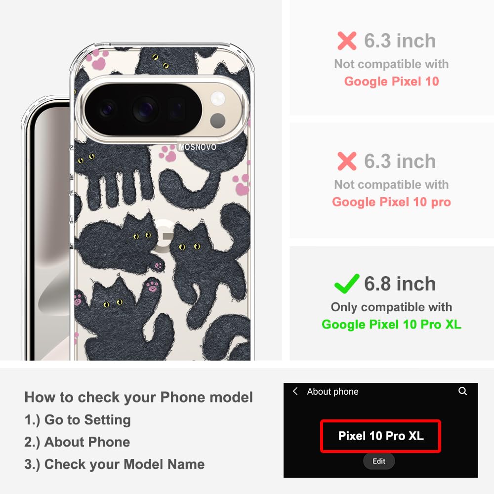 MOSNOVO Case for Google Pixel 10 & Pixel 10 Pro, [Buffertech 6.6ft Military-Grade Drop Protection] [Anti Peel Off Tech] Clear TPU Bumper Phone Case Cover Design - Cute Cherry — view 536