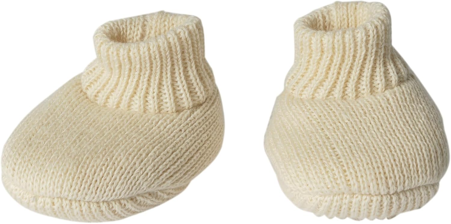 Heless 4801-Clothes 100% Organic Cotton, 2 Piece Set with hat and Shoes in Ecru Knit for Dolls and Stuffed Animals of Size 28-35 cm, Beige (4801)