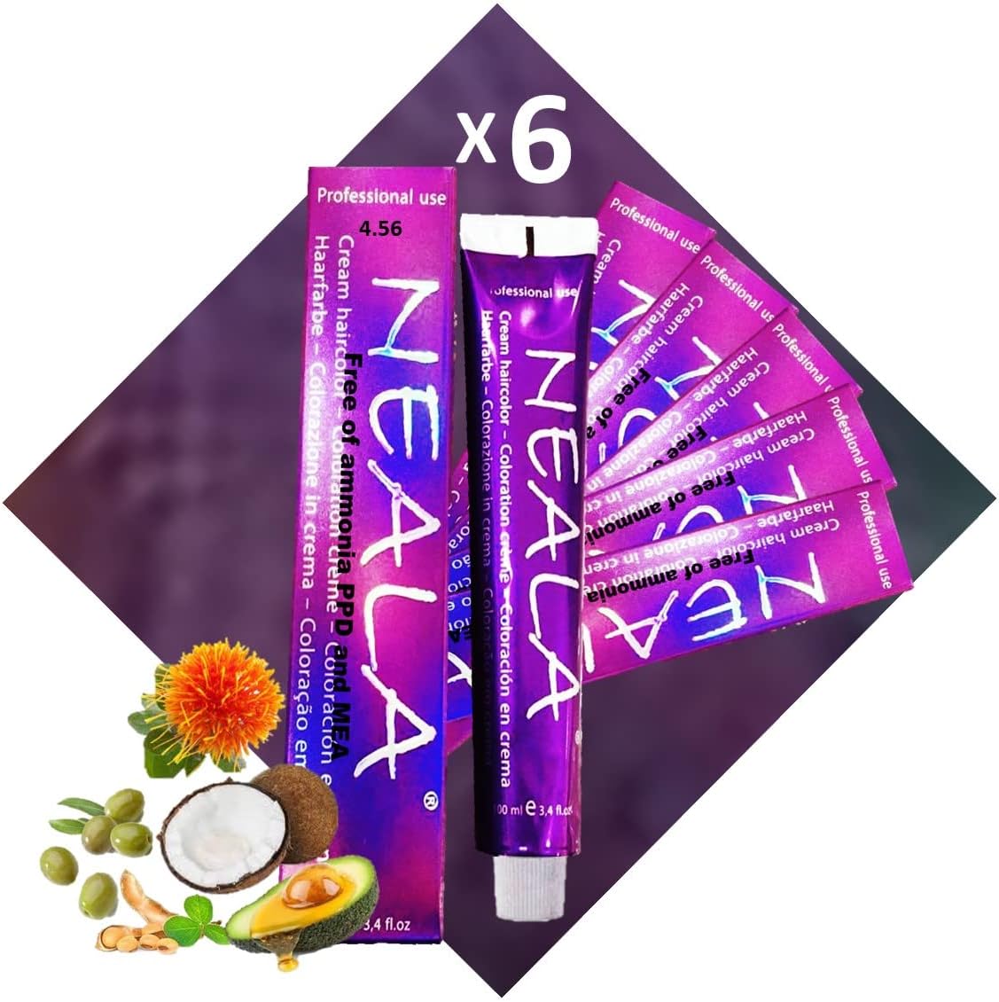 6 hair dyes Neala 4.56 medium brown burgundy professional permanent