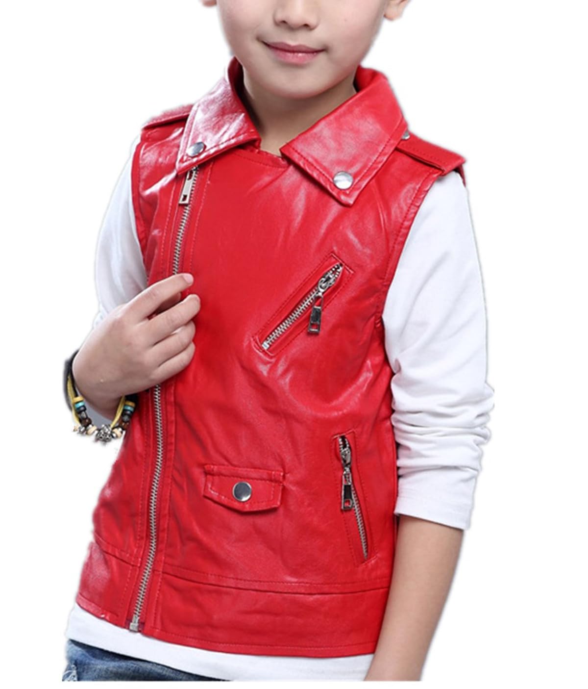boys girls faux leather vest jacket kids motorcycle vests joker dress coat 3-12years