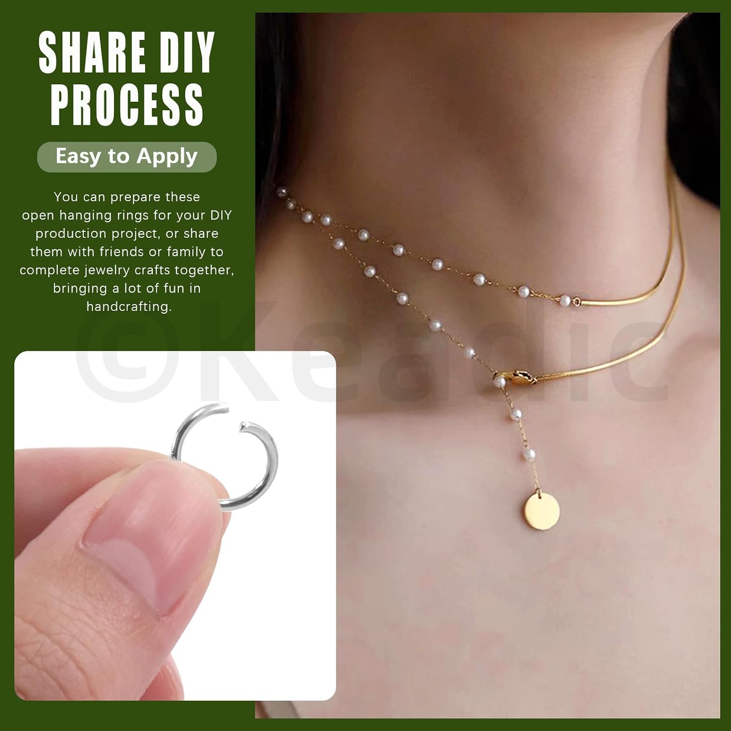 Keadic 1403Pcs Jump Rings for Jewelry Making Kit, 6 Sizes Open Jump Rings 10mm 5mm 4mm 7mm 8mm Jump Rings and Necklace Clasps with Jump Ring Pliers Tools for Earrings and Keychains(Silver)