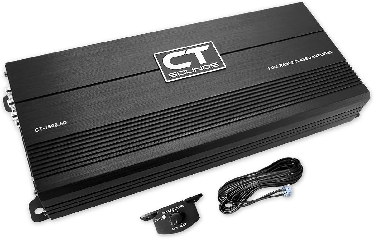 CT Sounds CT-1500.5D Amplificador para coche de 5 canales, clase D, rango completo, 1800 W RMS