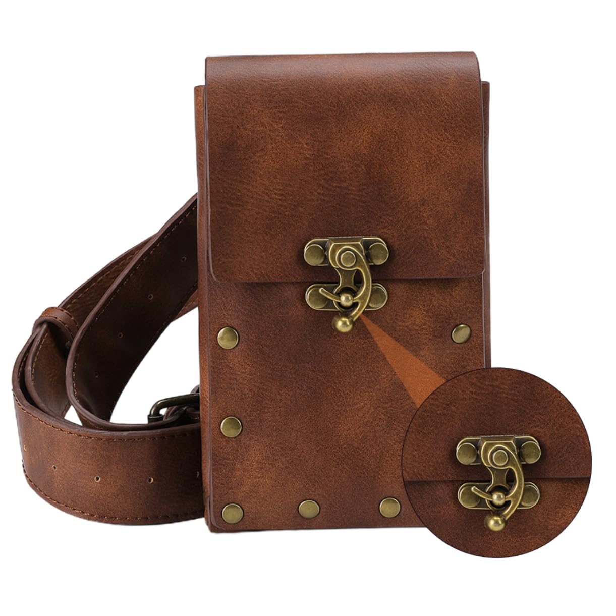 SHERCHPRY Punk Vintage Belt Bag Bolsa De Almacenamiento De Viaje Riñonera De Cuero Bike Storage Bag Sports Waist Pack Steampunk Bag Running Waist Pack Deportes Cintura Bolsa Retro Bag