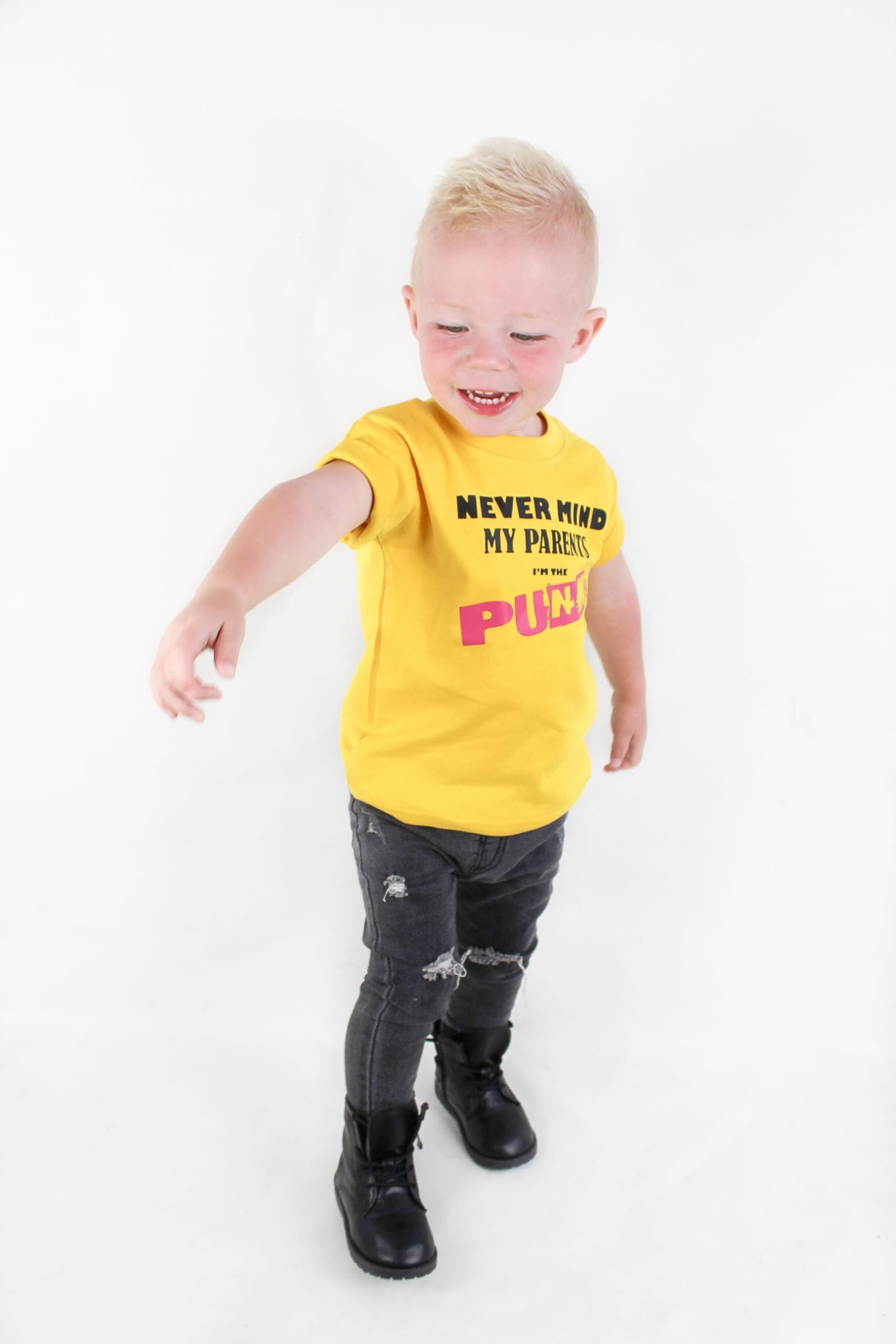 Baby Moo's Maglietta a maniche corte con scritta "Never Mind The Parents I'm The Punk" per bambini, per bambini e bambini, con musica punk rock