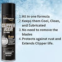 Vista 2 de OMWAH 5 en 1 Clipper Icer Blade Cleaner y lubricante Clipper Clipper Spray 1 paquete (15 oz.)