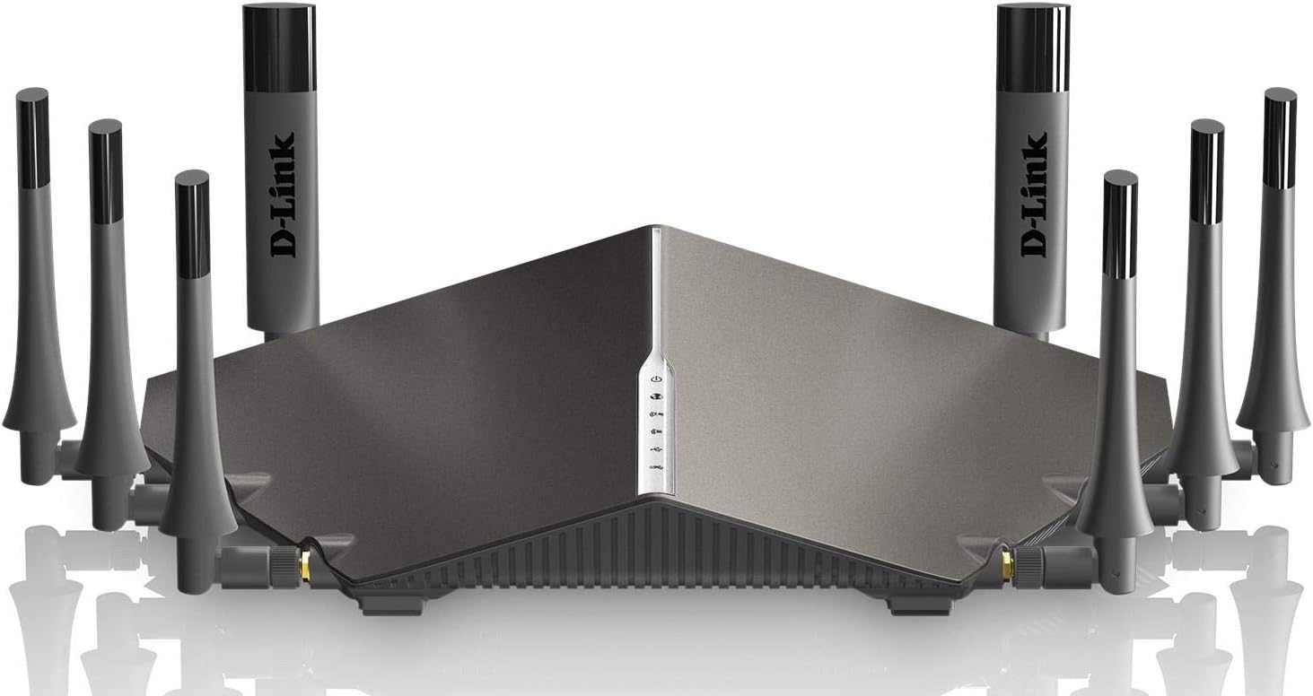 D-Link Wireless AC 5300 Tri Band (11a/b/g/n/ac) cloud Red Color Router, 4 x gigabit port, 6 external antenna, 1 x 3.0 & 1 x 2.0 USB share port, interchangable UK/EU Plug