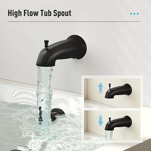 Miniatura 6 de EMBATHER Juego de grifo de bañera y ducha, cabezal de ducha doble con juego de grifo de bañera, válvula de ducha de control de un solo mango y kit