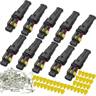 2 pin connector kit,car way Waterproof Connector, 10 Kit Auto Electrical Connectors Series Terminals for Car, Truck, Boat(2pin Connector)