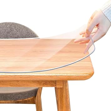 Clear PVC Table Cover Protector Square 16x31in, Clear Table Protector for Dining Room Table, Clear Plastic Tablecloth Protector, Plastic Table Cover, Waterproof Table Pad