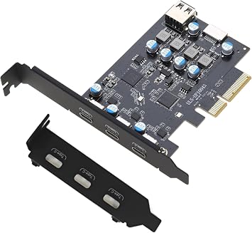PCI-E to USB 3.2 Expansion Card,3.2 gen2 10Gpbs 3X USB C, 1x USB A, 1x USB Type E A Key, USB C PCI Express Card, A-Key 20 Pin Header for Type C Front Panel Mount Adapter