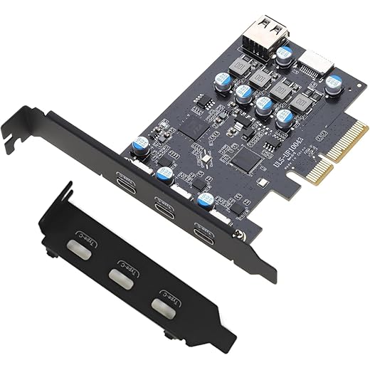 PCI-E to USB 3.2 Expansion Card,3.2 gen2 10Gpbs (3X USB C, 1x USB A, 1x USB Type E A Key), USB C PCI Express Card, A-Key 20 Pin Header for Type C Front Panel Mount Adapter