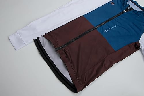 Miniatura 5 de GCRFL Camiseta de ciclismo para hombre, manga larga, camiseta de ciclismo de carretera, bolsillo con cremallera, ligera, ajuste profesional UPF 50+