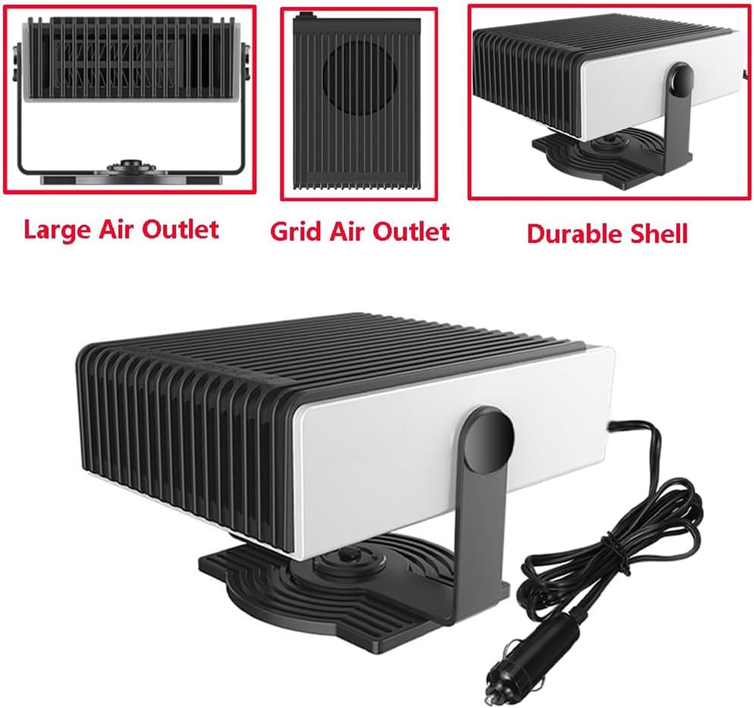 Car Defroster Defogger Heater, 12V 150W Portable Defroster and Defogger with Fast Heating and Cooling Function, 180° Adjustable Rotation and Large Area Air Outlet for Camping Traveling