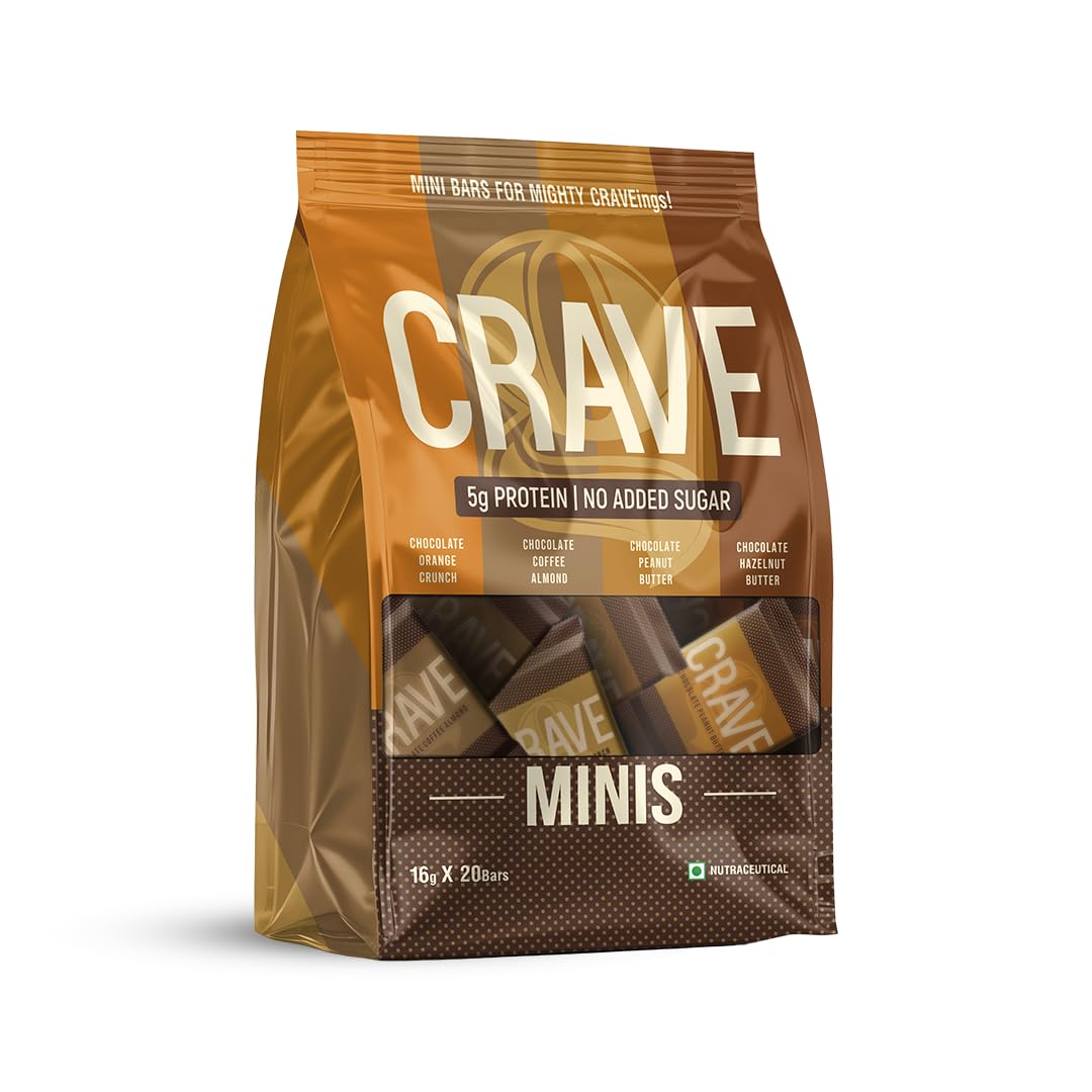 Green Protein - Mini Crave Plant Protein Bars (Pack of 20) | 5g Protein, Zero Added Sugar, High in Fiber | Crunchy Wafer Bar | Decadent Sugar-Free Chocolate, Creamy Nut Butters | Healthy Snacks for Kids & Adults | Tastes like a Cheat Meal | 100% Vegetarian | No Palm Oil | 320g-image-35