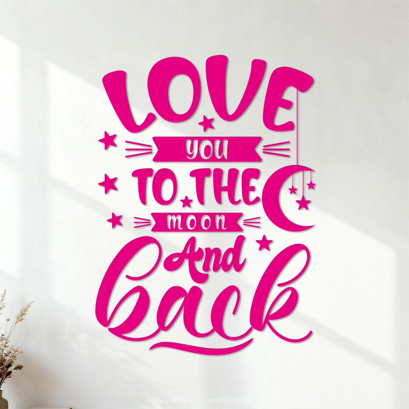 Engraving Decals Love You to the Moon and Back Motivational Quote Hand Written Typography 36x49cm Removable Without Leaving Glue Rosered