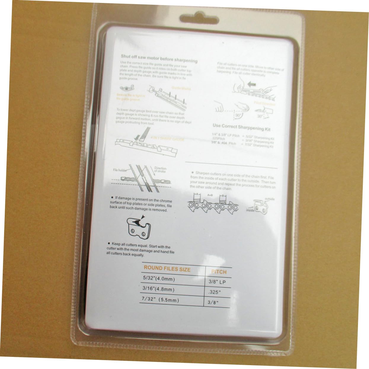 Kit D’affûtage de Tronçonneuse 10 Pièces en Métal Orange