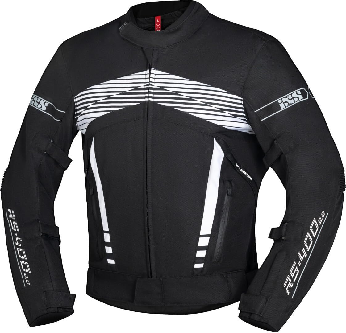 IXS RS-400-ST 3.0 Wodoodporna kurtka tekstylna motocyklowa, czarny/biały, XL
