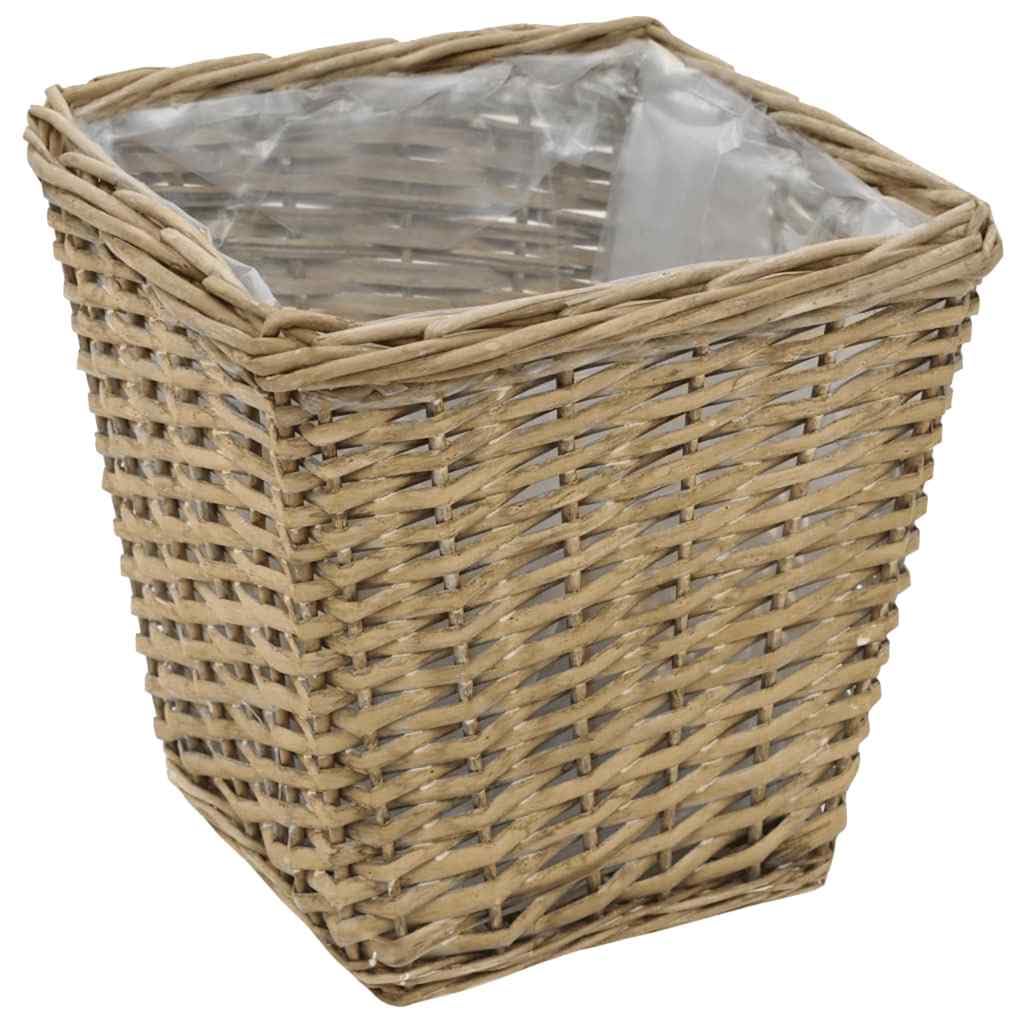 Bancal alto de 3 piezas, mimbre con forro de polietileno, 20 – 32 cm, ahorra espacio, para balcón, jardín, terraza, material resistente para uso al aire libre