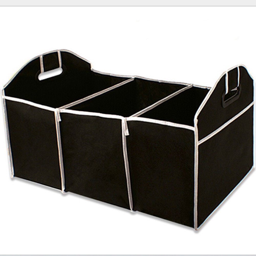 Folding Flat Trunk Organizer,car Trunk Organizer,Store Your Cleaning Supplies, Emergency Gear, Groceries, Tools for Car SUV Truck Black