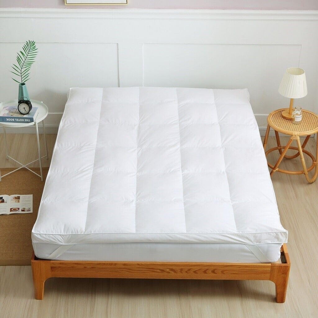 7CM Deep Luxury Duck Feather & Down Mattress Topper Single/Double/King/SuperKing (DOUBLE: 135cm x 190cm+7cm)