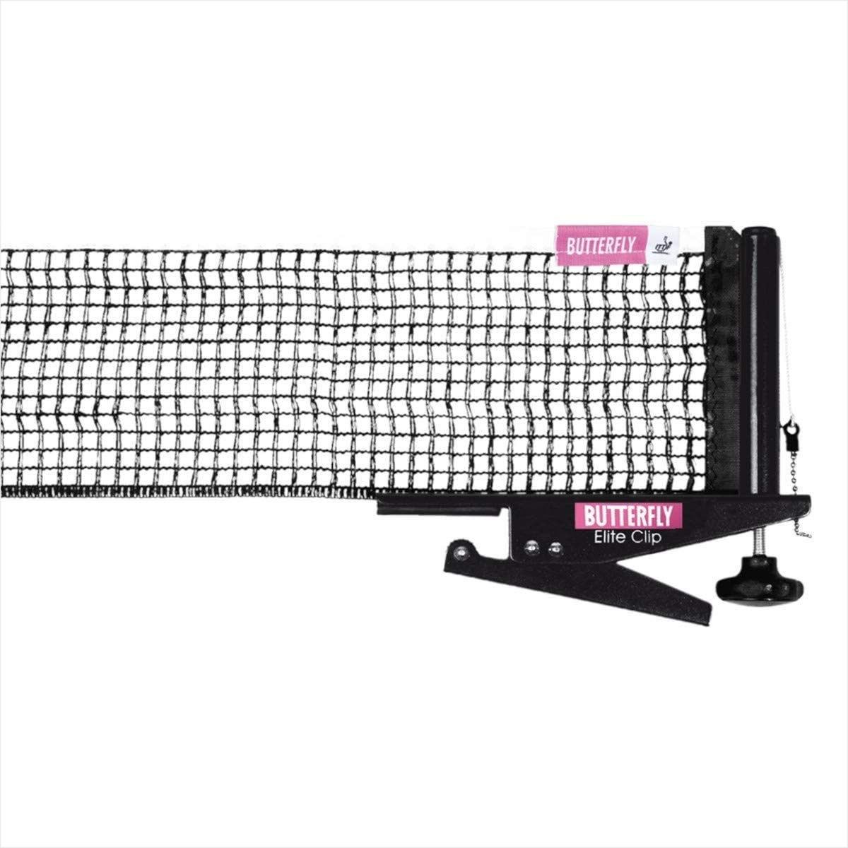 Butterfly Elite Table Tennis Table Clip Net Set ââ‚¬â€œ Replacement Net Set for Table Tennis Tables ââ‚¬â€œ Net Set Includes All The Necessary Parts to Replace an Old Net, Black (ELCLNS)