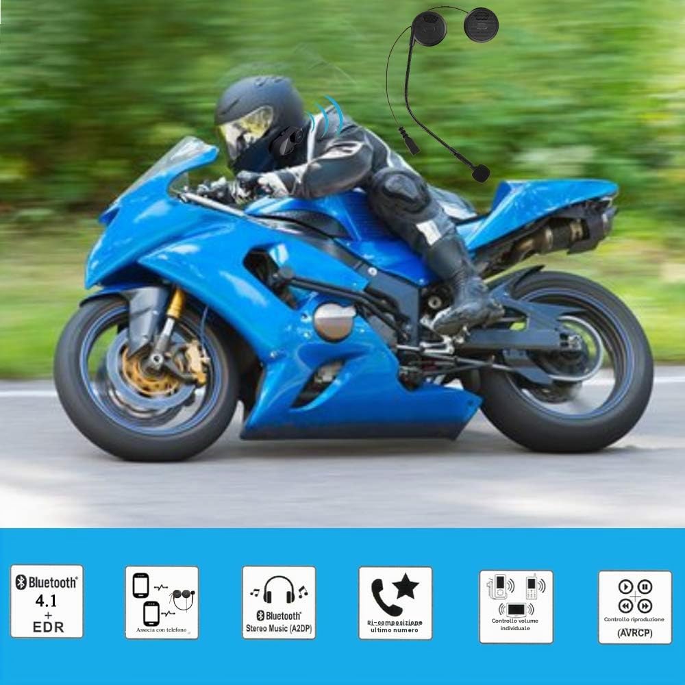 Cuffia per Casco Moto Auricolari Cuffie Bluetooth Musica Stereo, FreedConn L1M Bluetooth 4.1 Navigatore e MP3, Raggio di 10m, Interfono Cuffia e Microfono Sportivo Sci Bicicletta Arrampicata