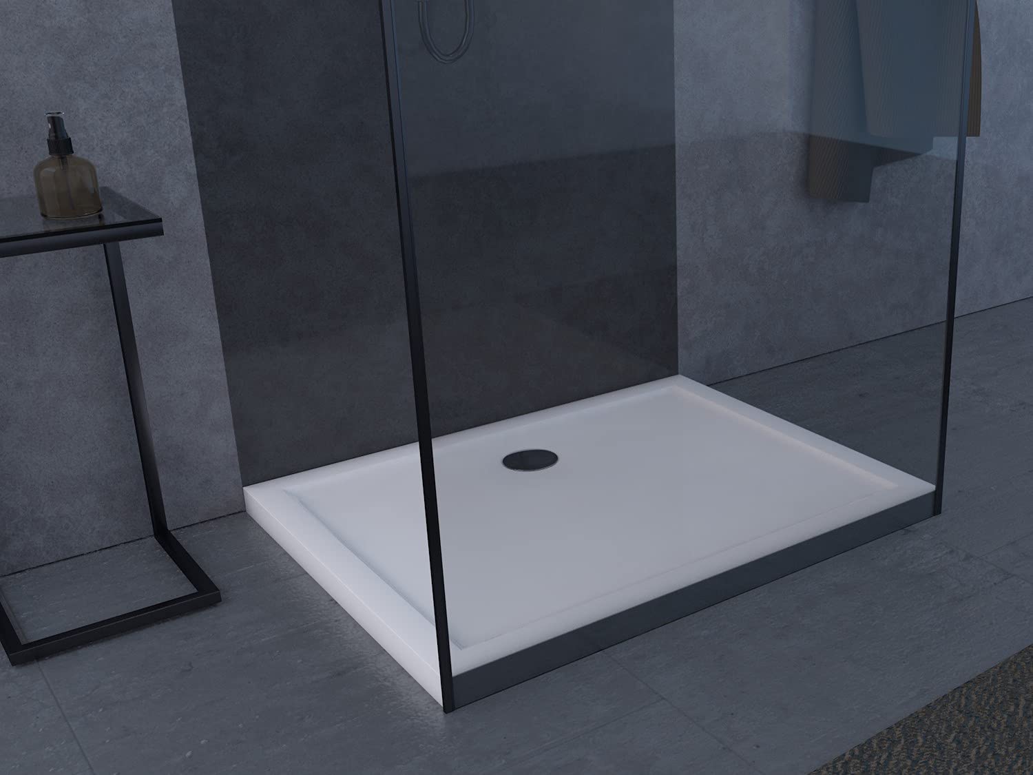 MARWELL Receveur de douche rectangulaire – 100 x 80 x 4 cm, en acrylique blanc