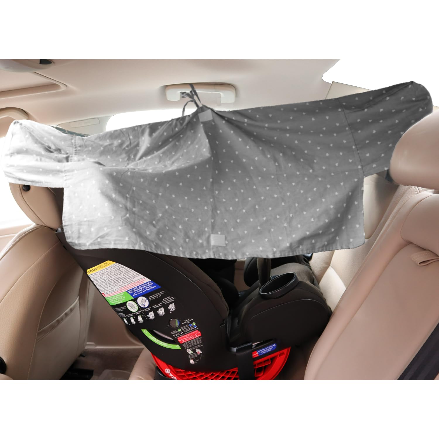 Universal Convertible Car Seat Cover - Backseat Shade & Sun Shade Visor Extender for Baby & Toddler - Rear & Forward Facing Travel - Gray
