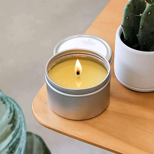 Miniatura 5 de NRANSON - Tarros de vela para hacer velas, 24 unidades de latas de metal con tapas, recipientes de vela para hacer velas, artes y manualidades,