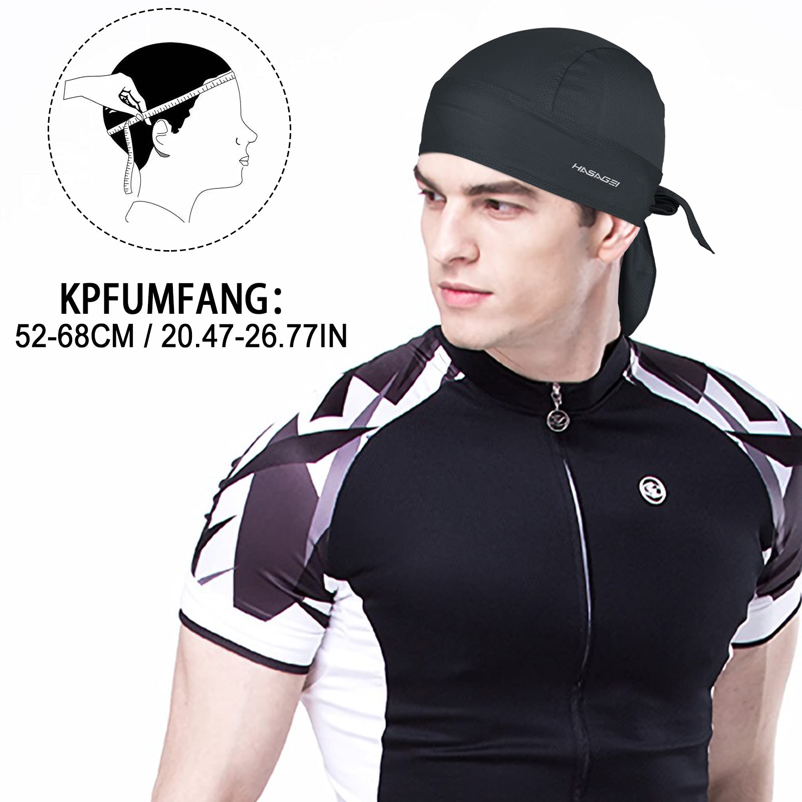 HASAGEI Sportowa bandana Cap Durag Bandana Chustka na głowę Rowerowa Nakrycie głowy Oddychająca, wchłania pot