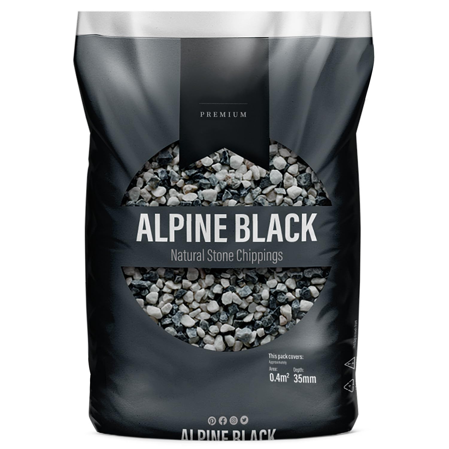 UNIQUE HOME LIVING UHL Decorative Stone Chippings Rock Slate Garden Patio Gravel Aggregates for Driveway Paths Landscape Flower Bed, Natural Stone Pebbles for Plant Pots Vases, ALPHINE BLACK 12-25mm