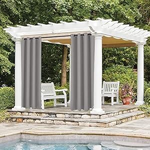 NICEME Outdoorgordijn, waterdicht, met ringen, zonwering, buitengordijnen, B213 x H213 cm, 1 stuk, voor veranda, pergola…