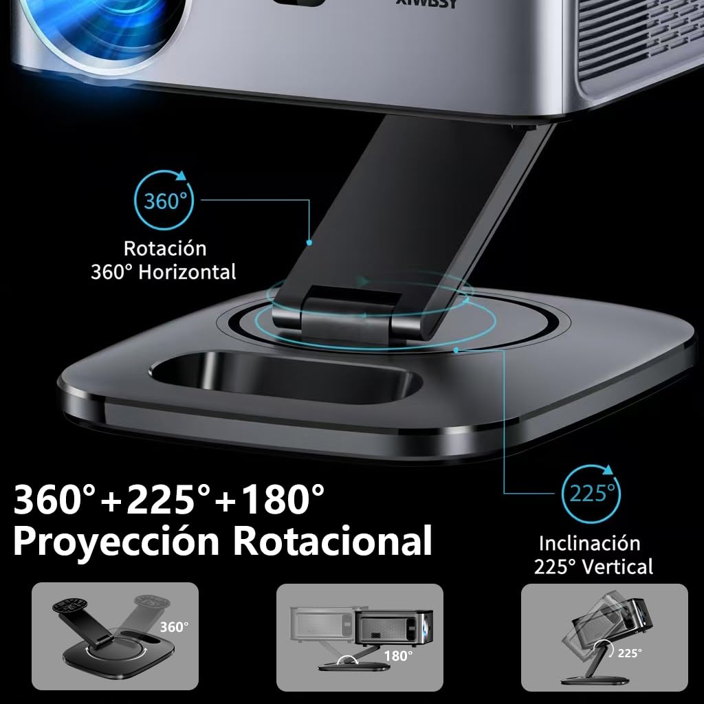 Proiettore portatile 1500 ANSI/Google TV/Auto Focus, 38.000 lumen, girevole a 360°, WiFi 6, Bluetooth 5.3, controllo vocale, supporto 4K 1080p, proiettori video cinema casa/esterno Netflix