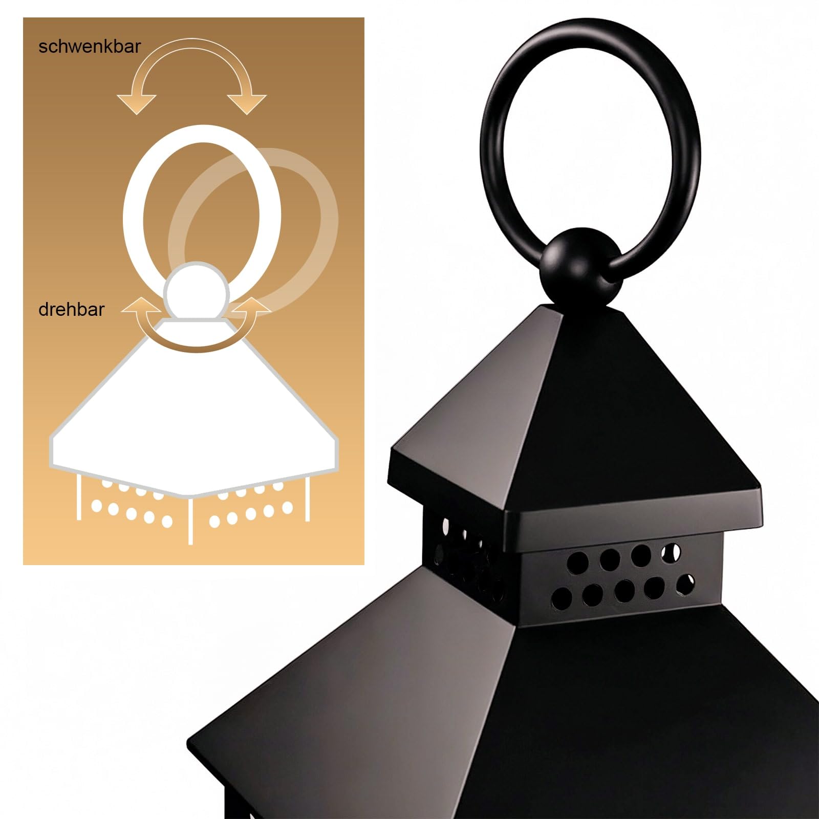 Eaxus® 4er Set LED Laterne für Draußen - Notfallleuchte Blackout. Windlicht mit Flammeneffekt Kerze - Wohnzimmer & Garten Deko