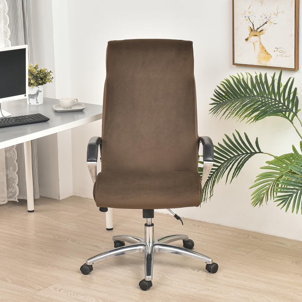 Housse De Chaise De Bureau En Velours élastique - Avec Housses D'accoudoir Amovibles - Lavable - Taille XL