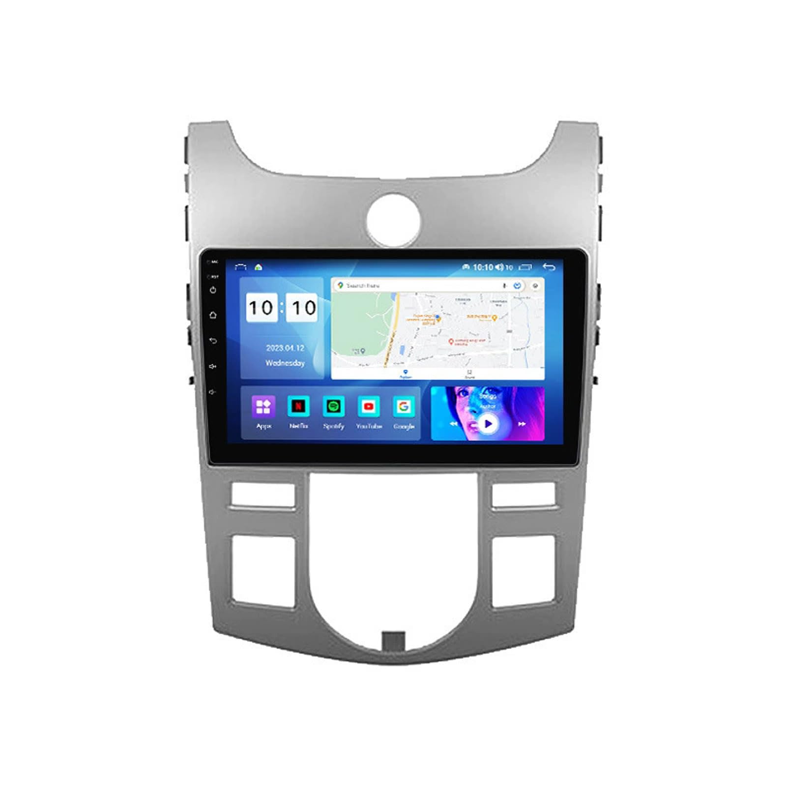 genérico Wireless Radio Coche, 9 Pulgadas Pantalla TáCtil Radio Coche para Android 12 Apoyo Bluetooth Navegación GPS Controles Volante Navegador para Forte Cerato 2008-2013