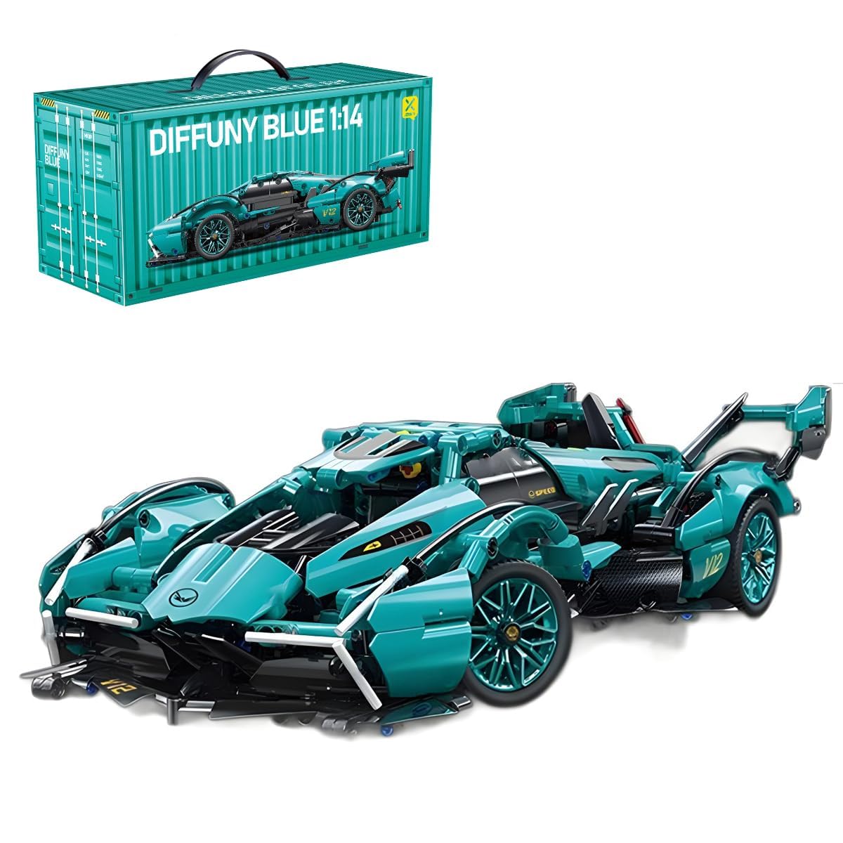 JUCYJULY Technology Sports Car Building Kit, 1280PCS Racing Car Building Block Set, MOC Super Model Building Brick