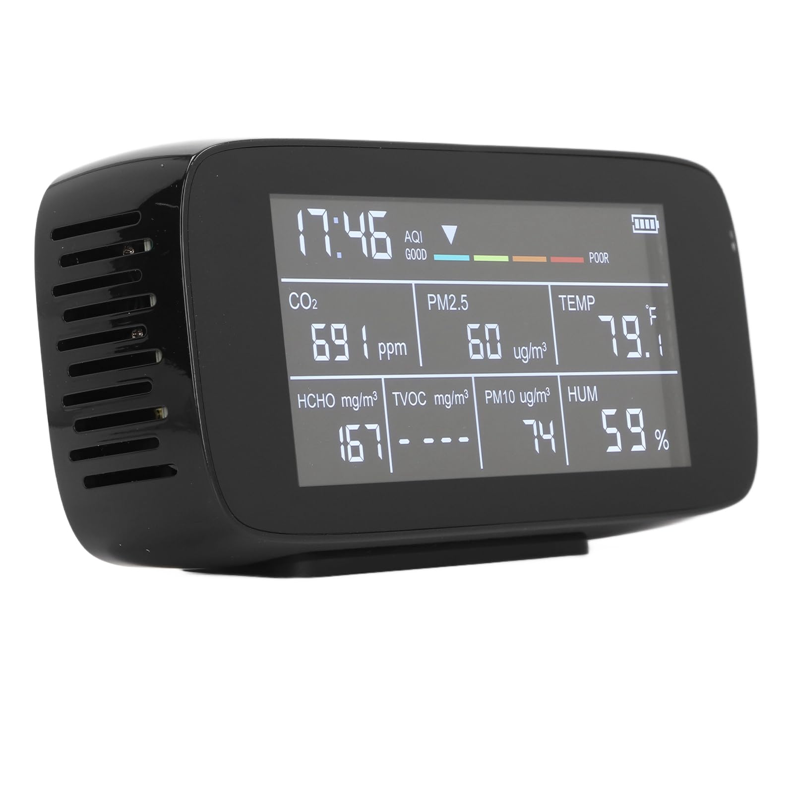 Detektor PM2.5 PM10, Monitor Jakości Powietrza w Pomieszczeniach PM2.5 PM10 CO2 TVOC Temperatura Wilgotność Wyświetlacz LCD Wielofunkcyjne Mierniki Jakości Powietrza w