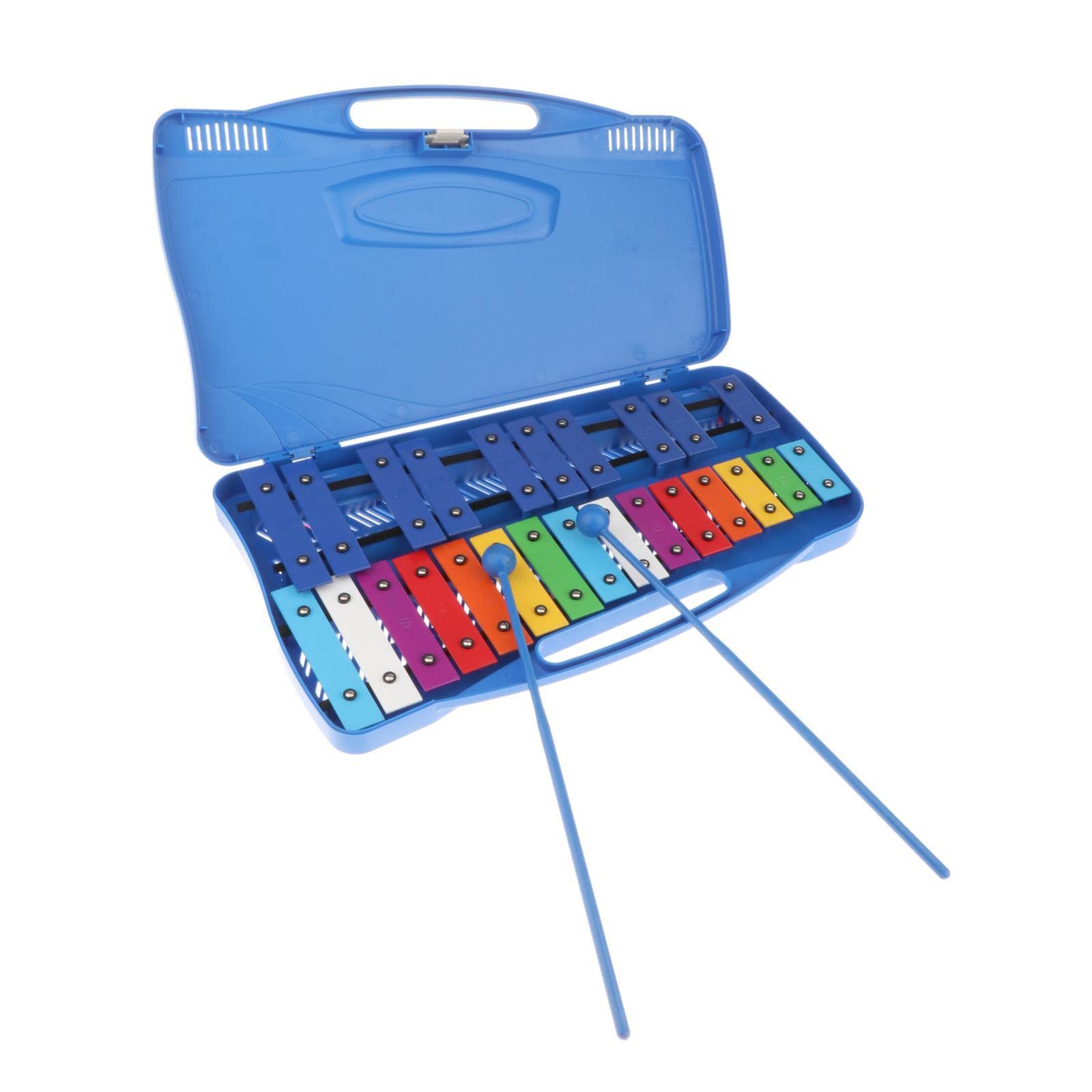 Glockenspiel Profesional Xilófono Infantil Instrumento Percusión Metal Aluminio Portátil Afinación Precisa con Baquetas Estuche Adecuado para Niños In, Azul