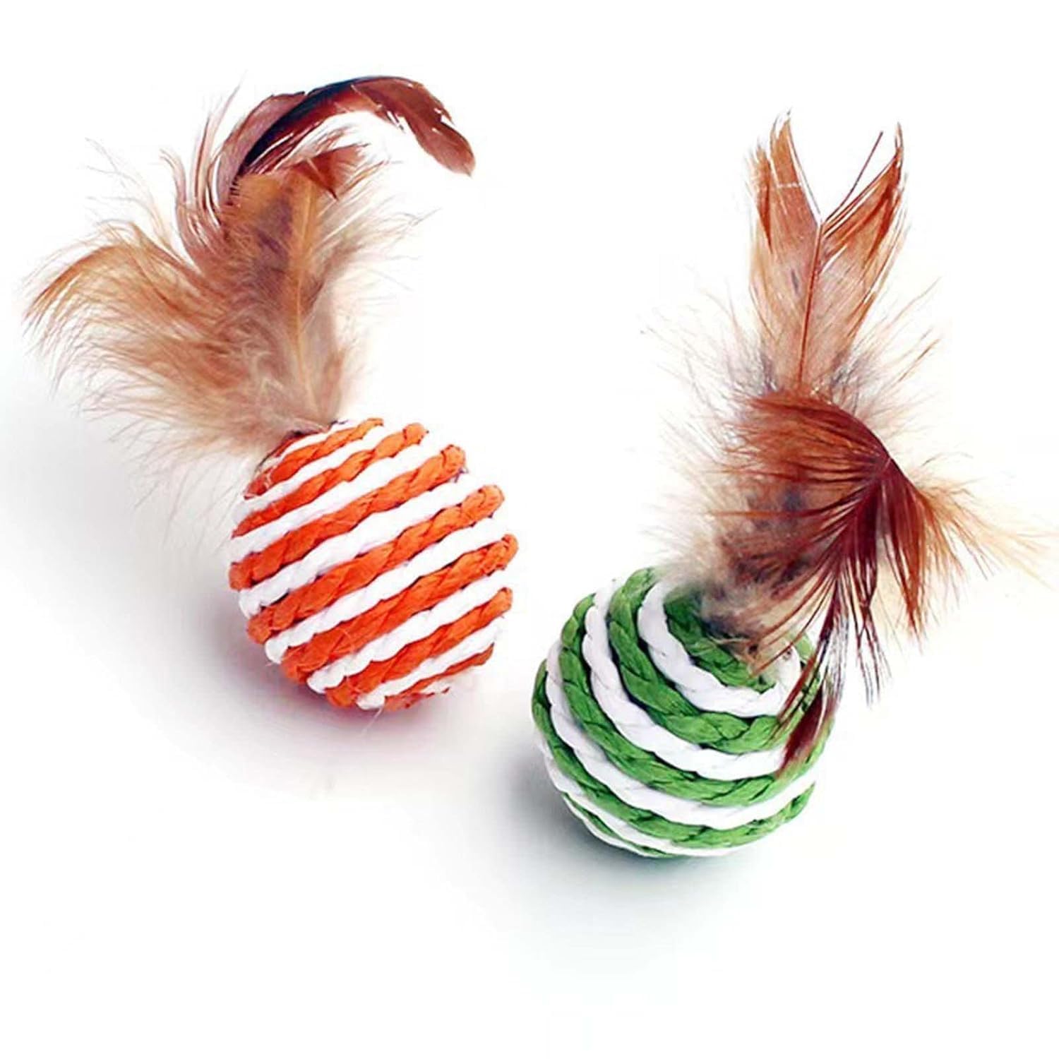 PSK PET MART Cat & Kitten Toy Sisal Hemp Knitted Ball Tricolor Biting Interactive Pet Supplies Pack of 2-picture-13