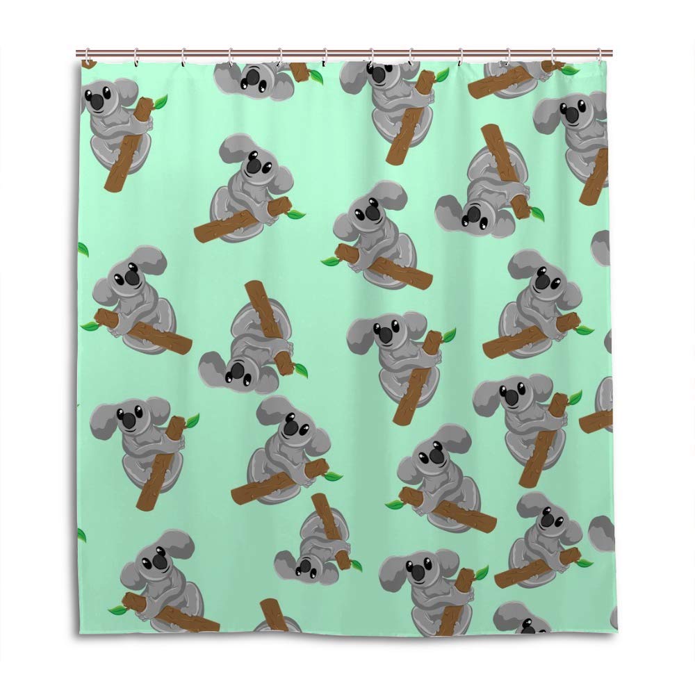 Rideau de douche en polyester vert koala gris Chehongg lavable 168x183cm avec 12 crochets