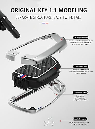 Miniatura 7 de Funda de metal para llavero GMC Chevy, protector de llaves inteligentes, compatible con Chevrolet GMC Sierra 1500 Yukon Suburban Tahoe Denali Buick